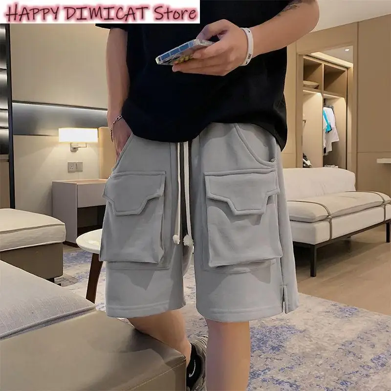 

Men Summer Outerwear Short Trousers Workwear Shorts Unisex Multiple Pockets Trend Sports Casual Half Pants Korean Trend