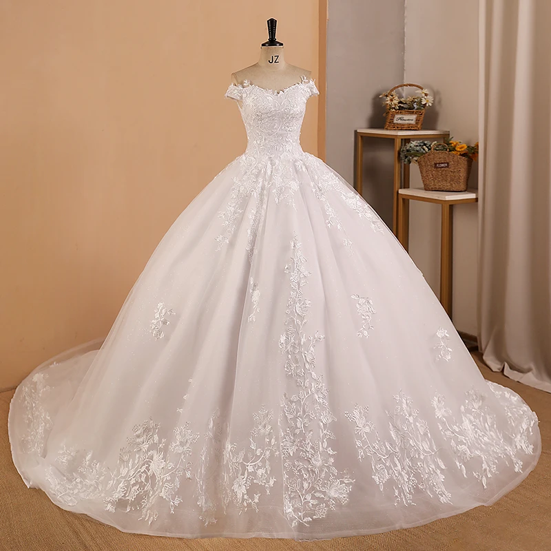 Robe De Mariee Off The Shoulder Lace Princess Wedding Dresses For Bride Sleeveless Ball Bridal Gown Vestido De Noiva Customized