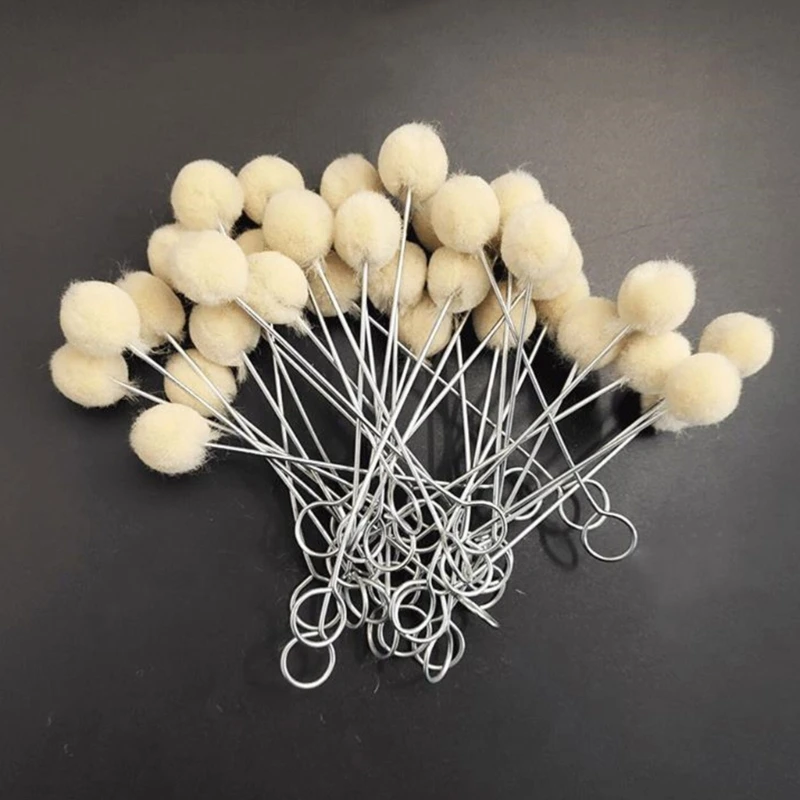 Wool Daubers Balls Brush Leather Dye Tool with Metal Handle Leather Dye Dauber Dyeing Applicator for DIY Crafts Project 87HA