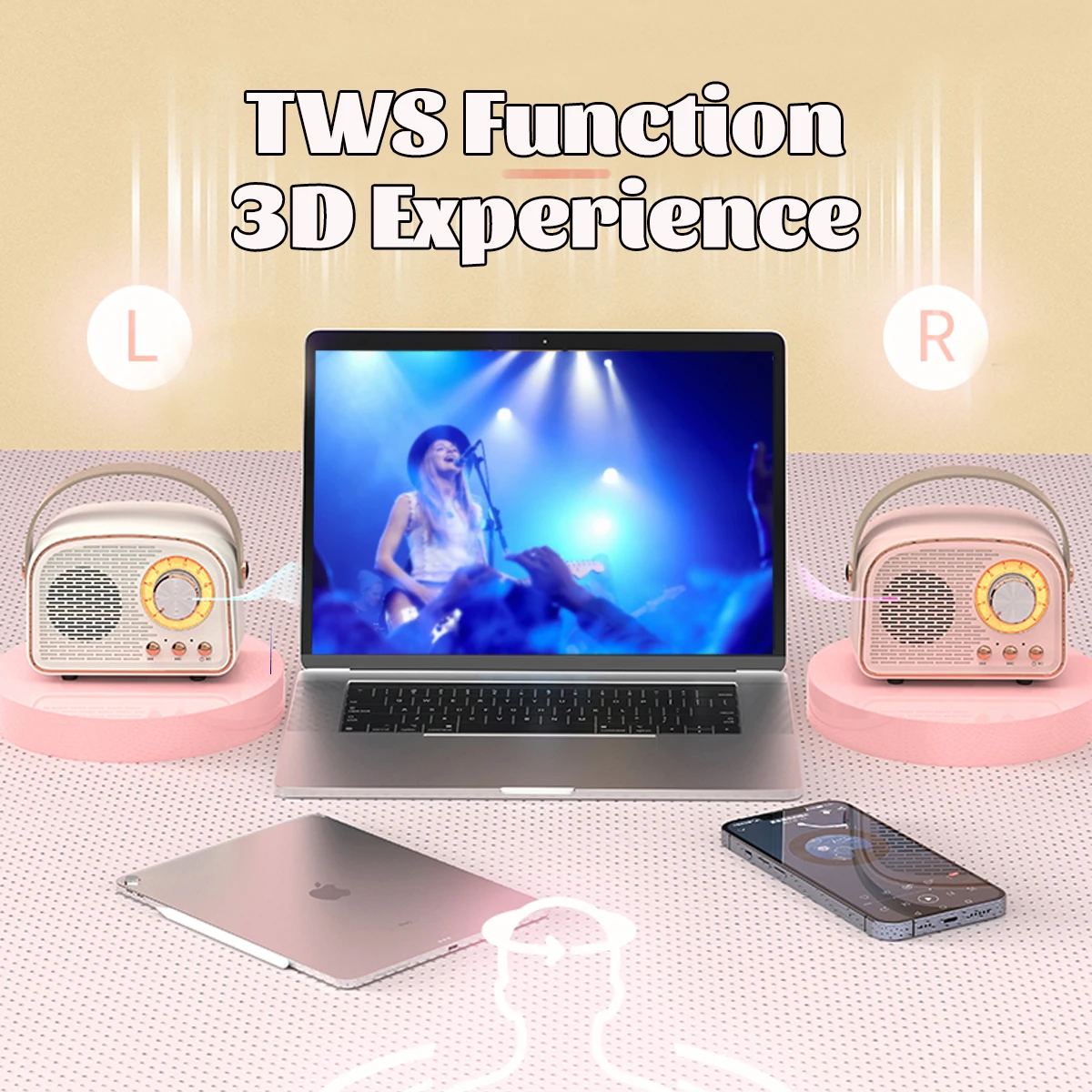 Retro Mini Radio Portable FM Receiver TWS Stereo Bluetooth Speaker Wireless Classical Music Player TF/AUX/USB MP3 with MIC