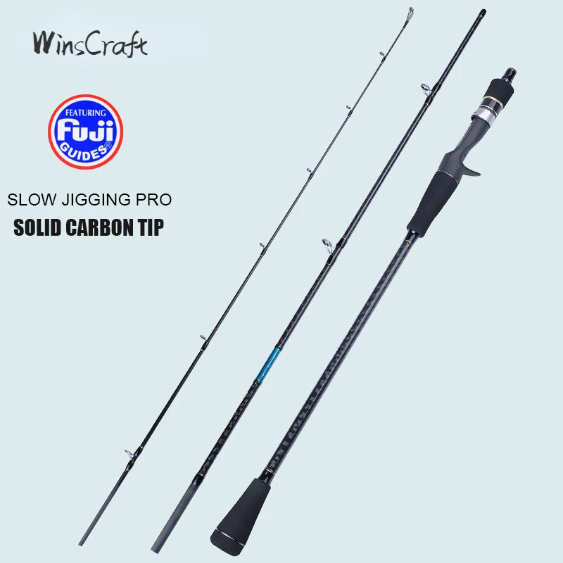 

WinsCraft Ultralight Slow Jigging Rod, Solid Tip, Carbon Casting, Spinning Fishing Pole, Portable Rod 1.9m, FUJI Parts
