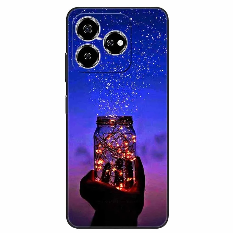 Stylish Black TPU Soft Silicone Phone Cover with Artistic Design