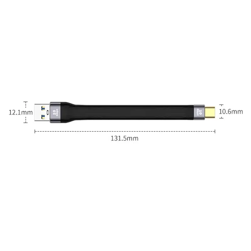 Ultra-Short Portable Type-C to USB-A Fast Charging Cable, 10Gbps High-Speed Data Transfer, 13cm