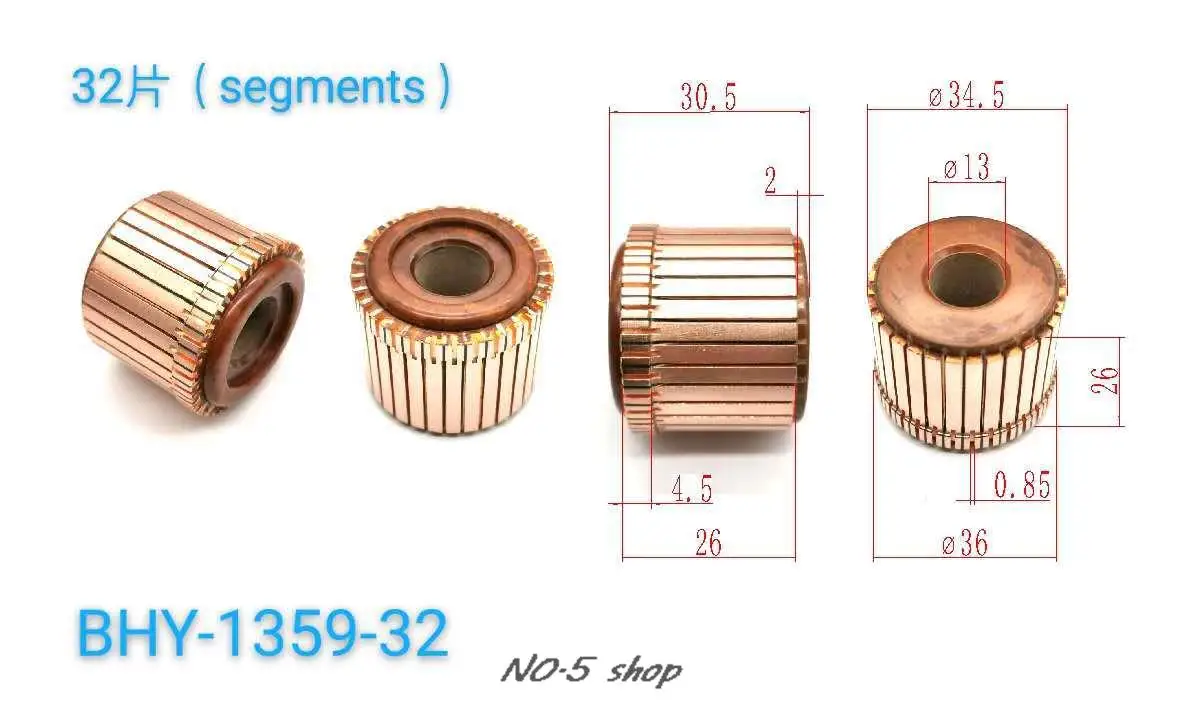 

5pcs 34.5x13x26(30.5)x32P Copper Bars Electric Motor Commutator
