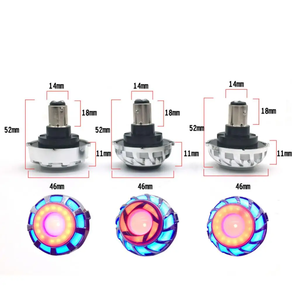 Description Picture 5 of item6pcs Universal Motorcycle Equipments Warning Lamp Angel Eye RGB Flashing Brake Tail Rear LED Motorbike Light Moto Accessories