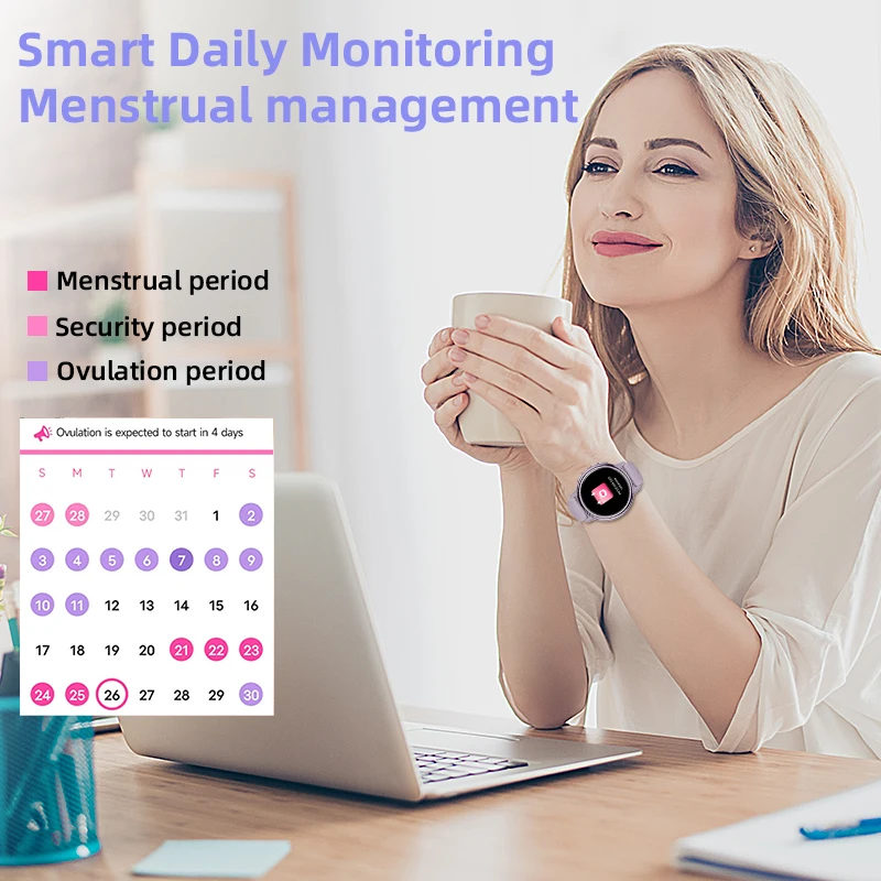 LIGE Women Smart Watch Voice Calling LED Flashlight Sports Fitness Watches Heart Rate Health Monitor Ladies Bluetooth Smartwatch