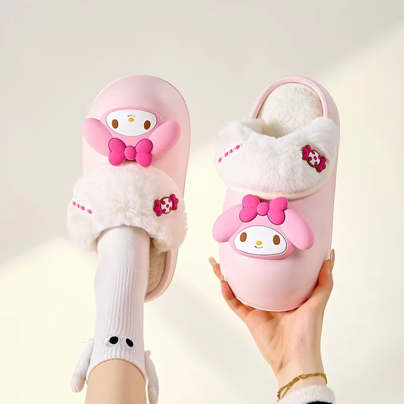 

Kawaii Sanrio Cartoon Waterproof Slippers Thick Bottom for Women's Anti Slip Cute Hello Kitty Slippers for Home Use
