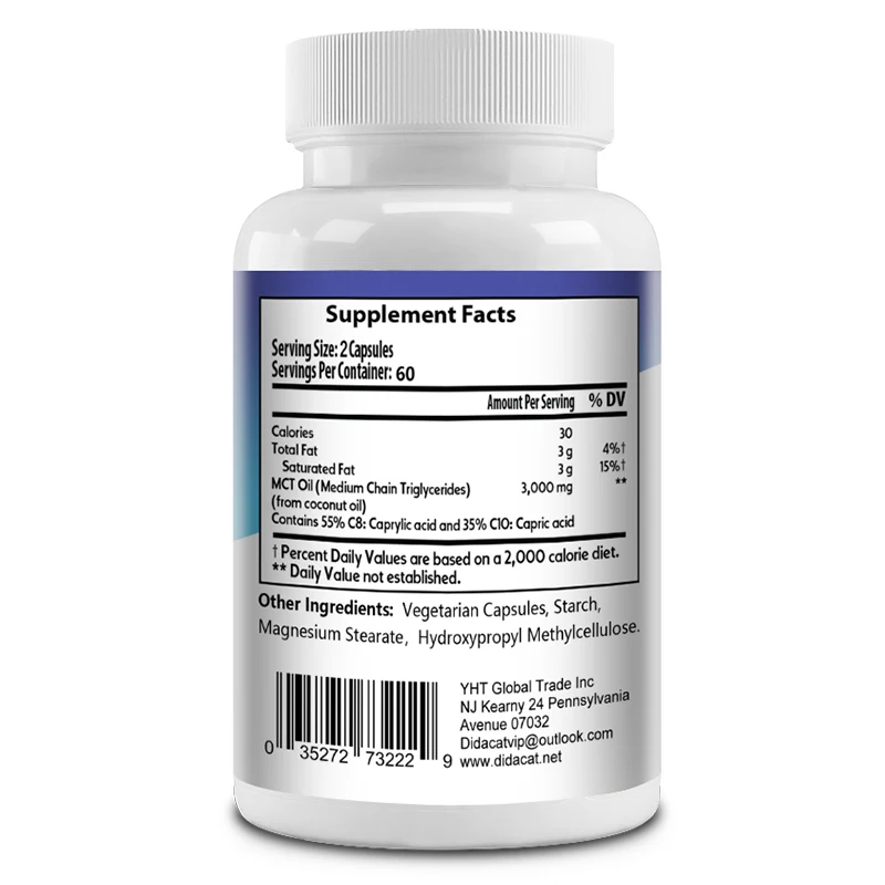 MCT Oil Capsules 3000 Mg-for Skin Care, Weight Management, Immune Support, Brain and Brain Health
