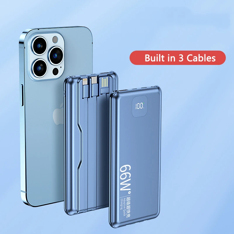 

20000mAh 66W Super Fast Charging Power Bank for Huawei P40 P50 Powerbank with Cable For iPhone 14 Samsung S22 Xiaomi Poverbank