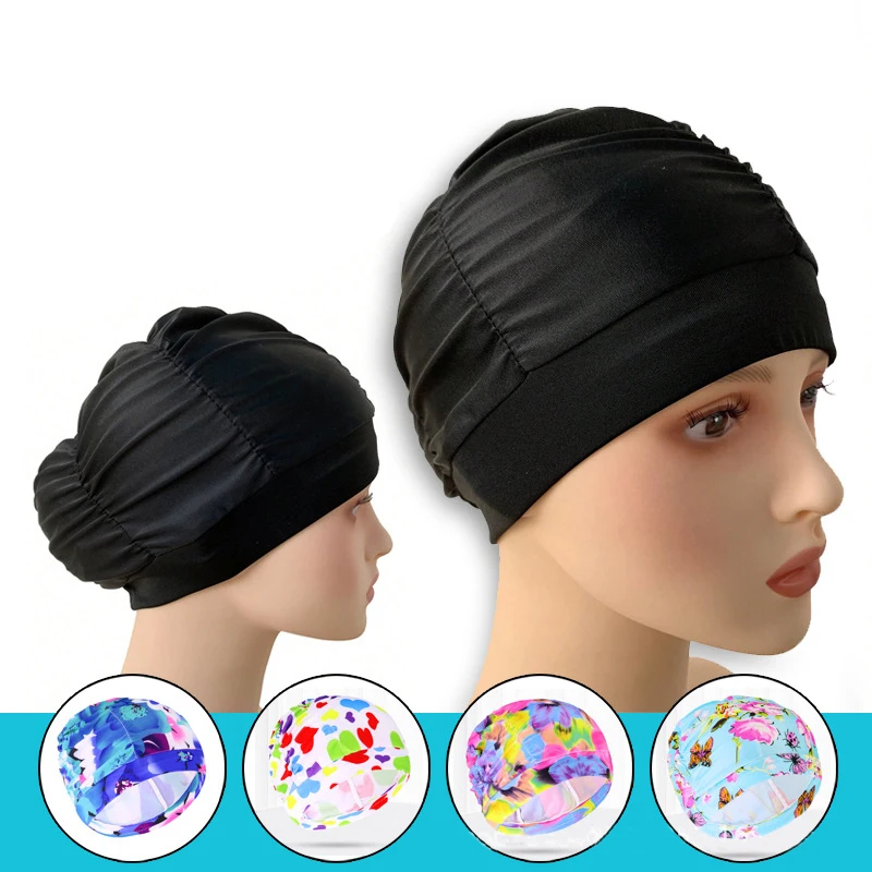 

Женская шапка для плавания унисекс, шапка для купания с длинными волосами для девочек, Эластичный Тюрбан свободного размера, спортивный эластичный нейлоновый тюрбан для бассейна