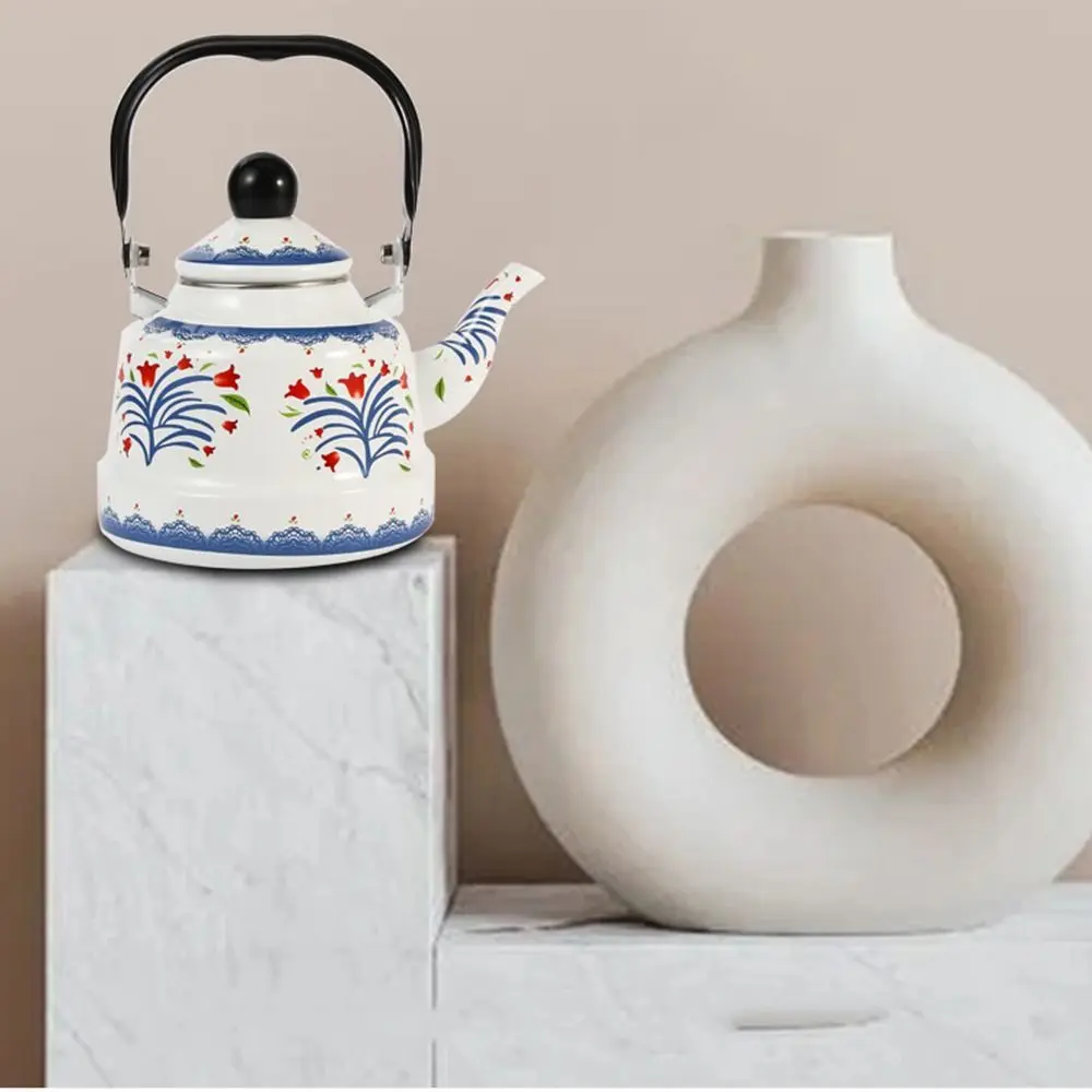 2.5l Enameled Teakettle Vintage European Color Painting Enameled Tea Kettle For Stovetop/Induction Cooke Kitchen Enamel Kettle enameled tea kettle