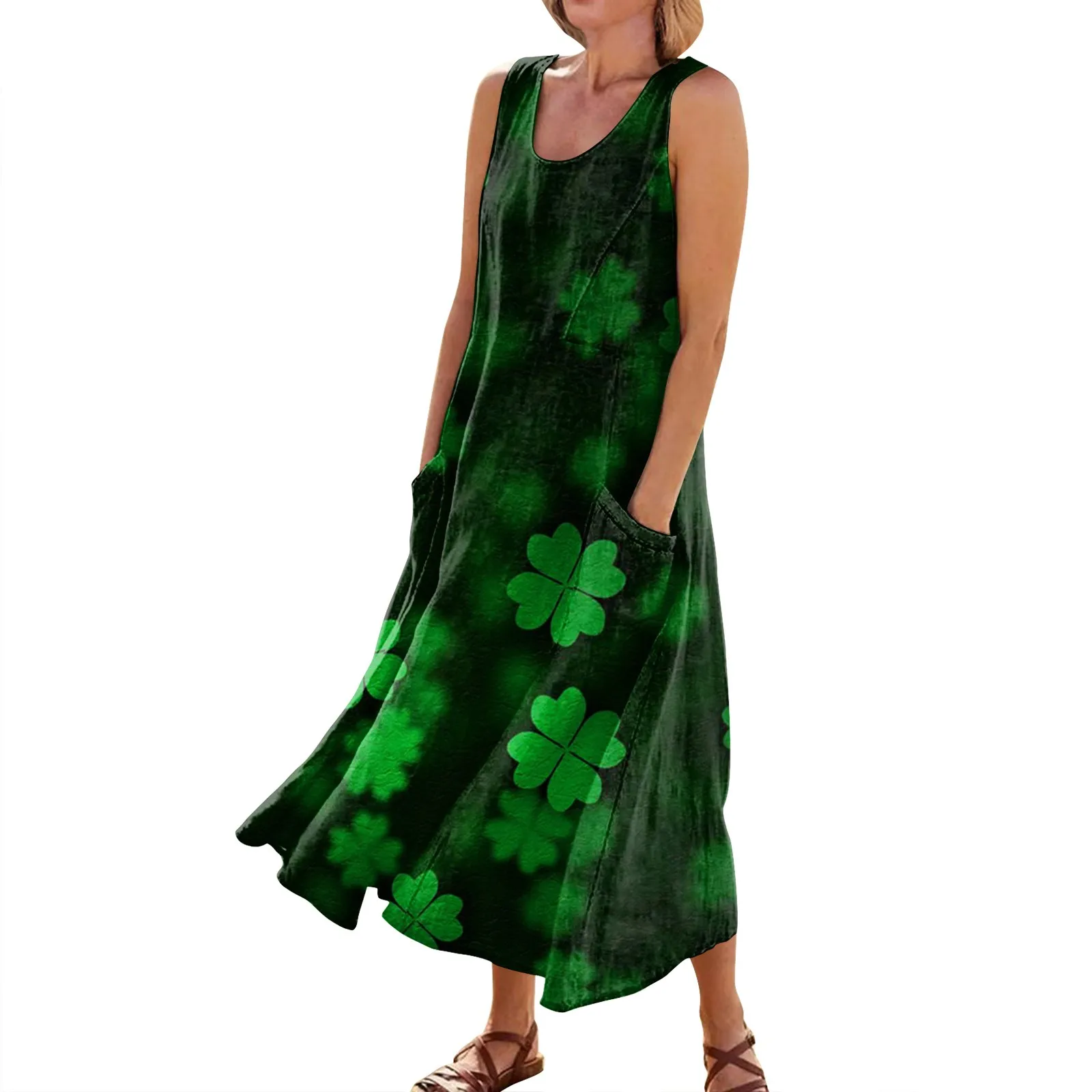 

Women'S Casual Comfort St. Patrick'S Day Printed Sleeveless Pocket Dress Vestidos Elegantes Mujeres Traf Woman Traf 2024