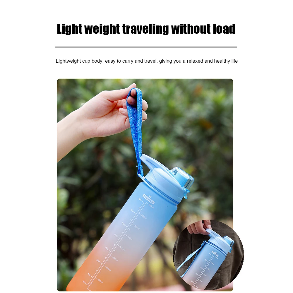 1L Portable Water Bottle Water Cups Motivational Sports bottle with Time Maker Leak-proof Cup for Outdoor Sport Fitness