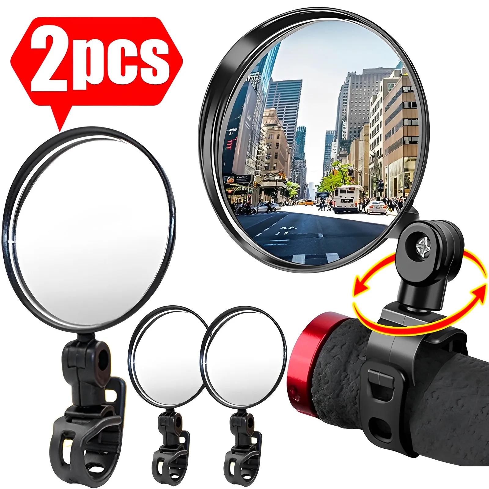 2PcsBicycleMirrorHandlebarRearviewMirrorforBicycleMotorcycle
