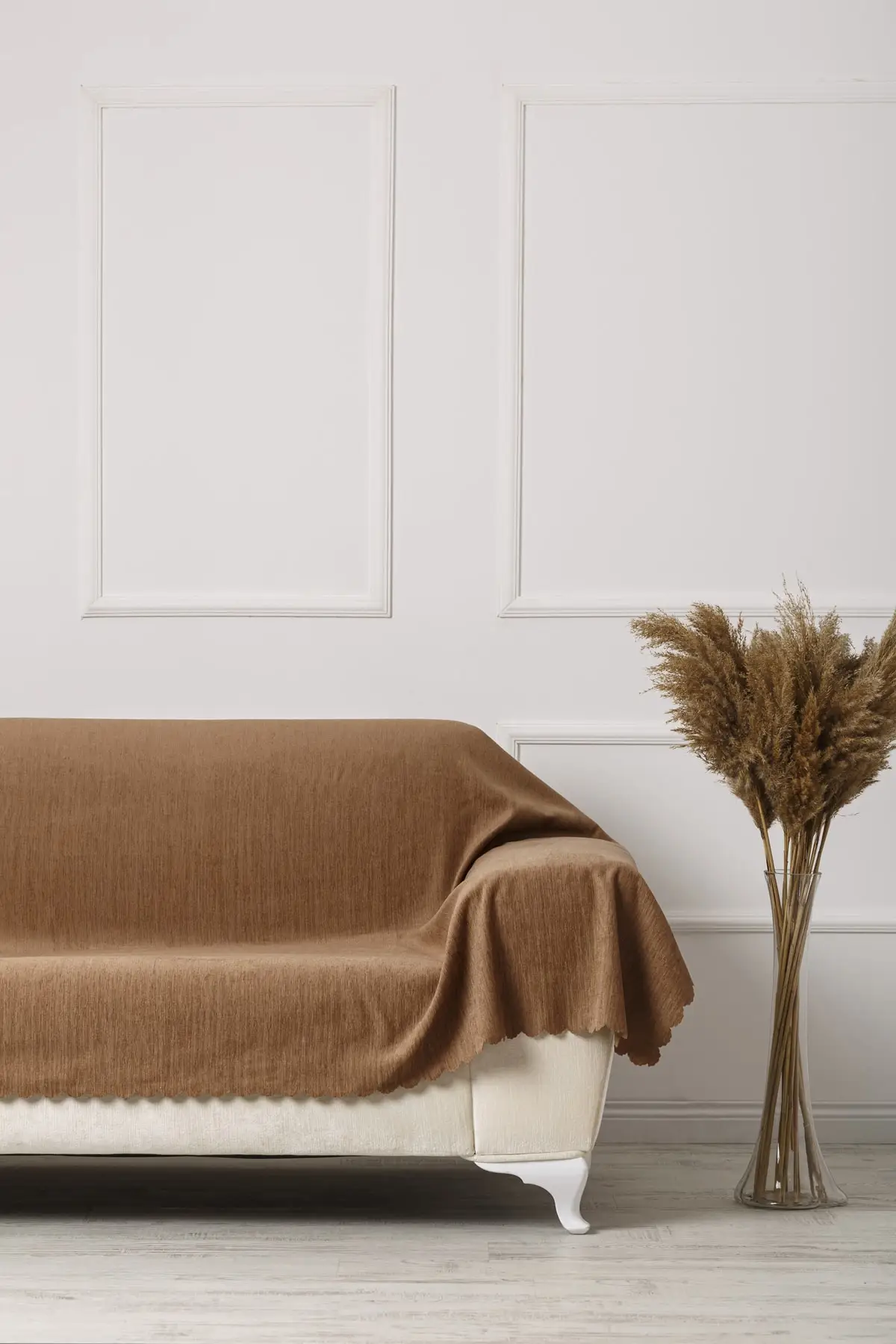 

Milky Coffee Battal Size Double-sided Sofa Bed Seat Cover Shawl Cotton-Polyester 180x300