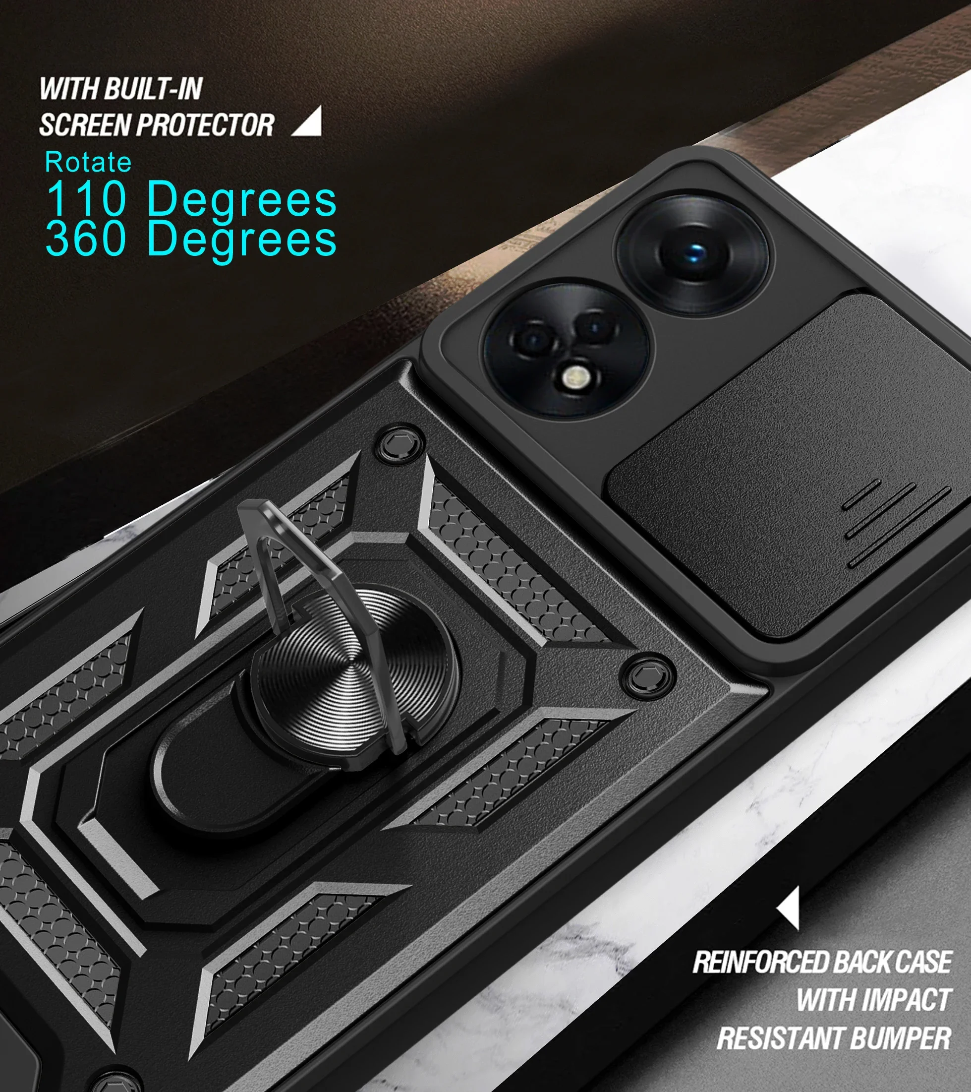 OPPO Reno 8 T 9 10 11 4 5 6 7 4G 5G 케이스, 럭셔리 아머 카메라 푸시 윈도우 보호 범퍼 마그네틱 브래킷 커버