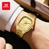 OPK 6044 Men's Wristwatch Gold Stainless steel Square Simple Waterproof Luminous Quartz Men Watch 3