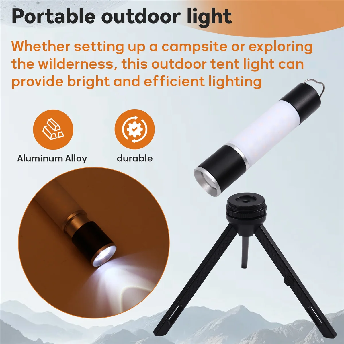 BAAU Multi-Functional Camping Light Rechargeable Flashlight Outdoor Camping Hiking Portable Light Outdoor Tent