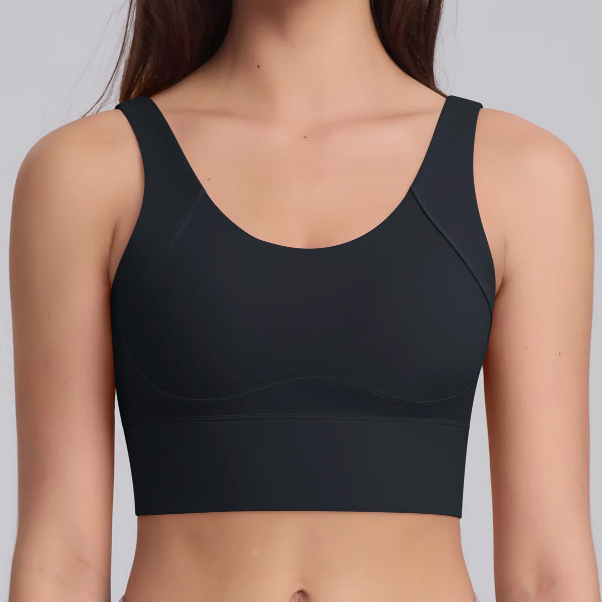 Longline Sports Bra for Women V Back Wireless Padded Fitness Workout Top Medium Support Yoga Bra Summer Running Crop Tank Tops