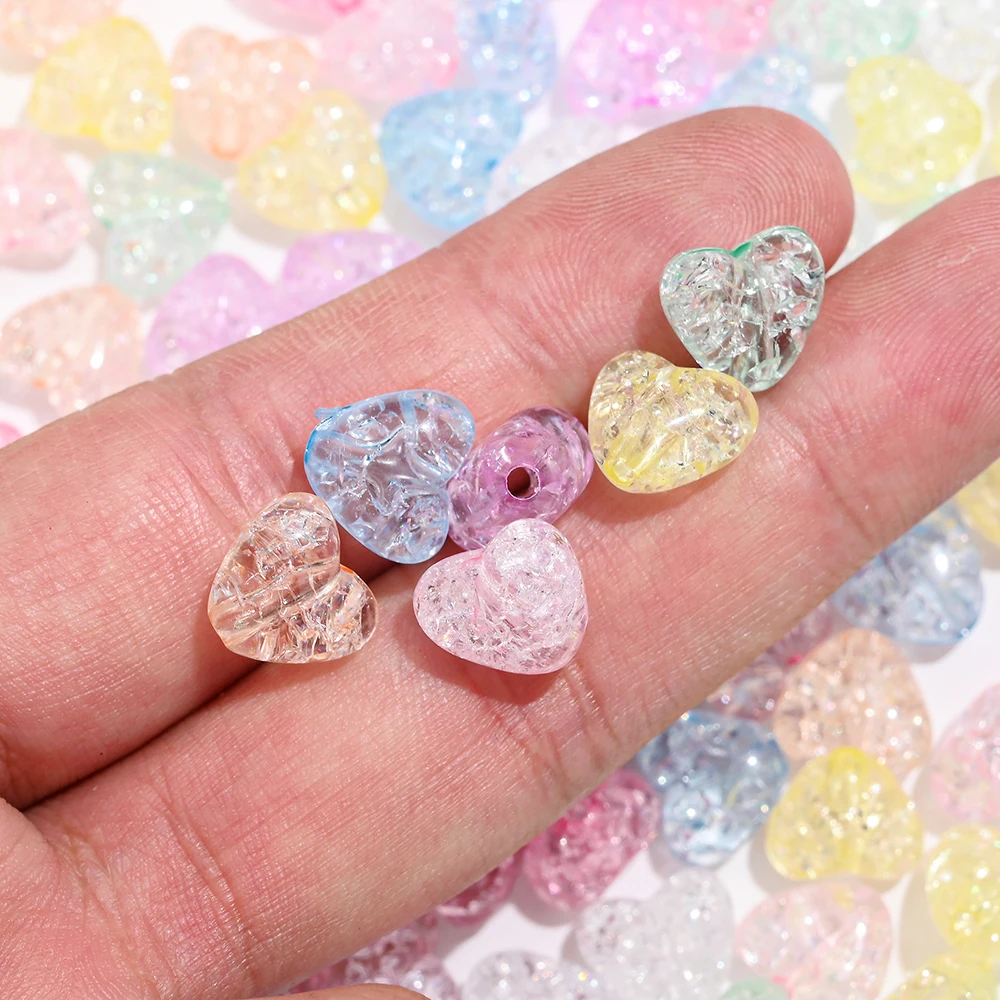 50 stücke Candy Farbe Herz Perlen Acryl Burst Spacer Perlen Handmade DIY Perlen Für Schmuck, Die Entdeckungen Zubehör 9,5 x11mm – Detail 4