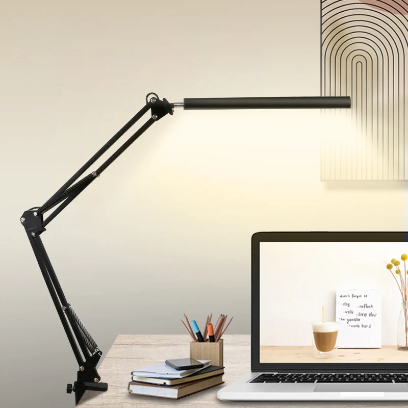 Modern new LED reading table lamp 60CM black L-shaped floor lamp USB switch infinitely dimmable Suitable for study bedroom