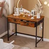 Computer Desk with 2 Fabric Drawers, 36 Inch Small Home Office Writing Desk, Vanity Desk with Hooks, Simple Study Desk 6