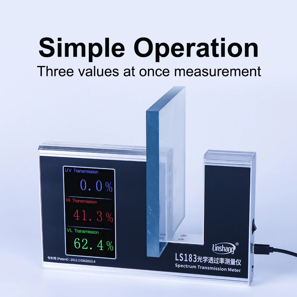 Window Tint Meter Light Transmittance LS183 365nm UVT, 940nm IRT and VLT 47mm Measuring Thickness Laminated Glass High Precision