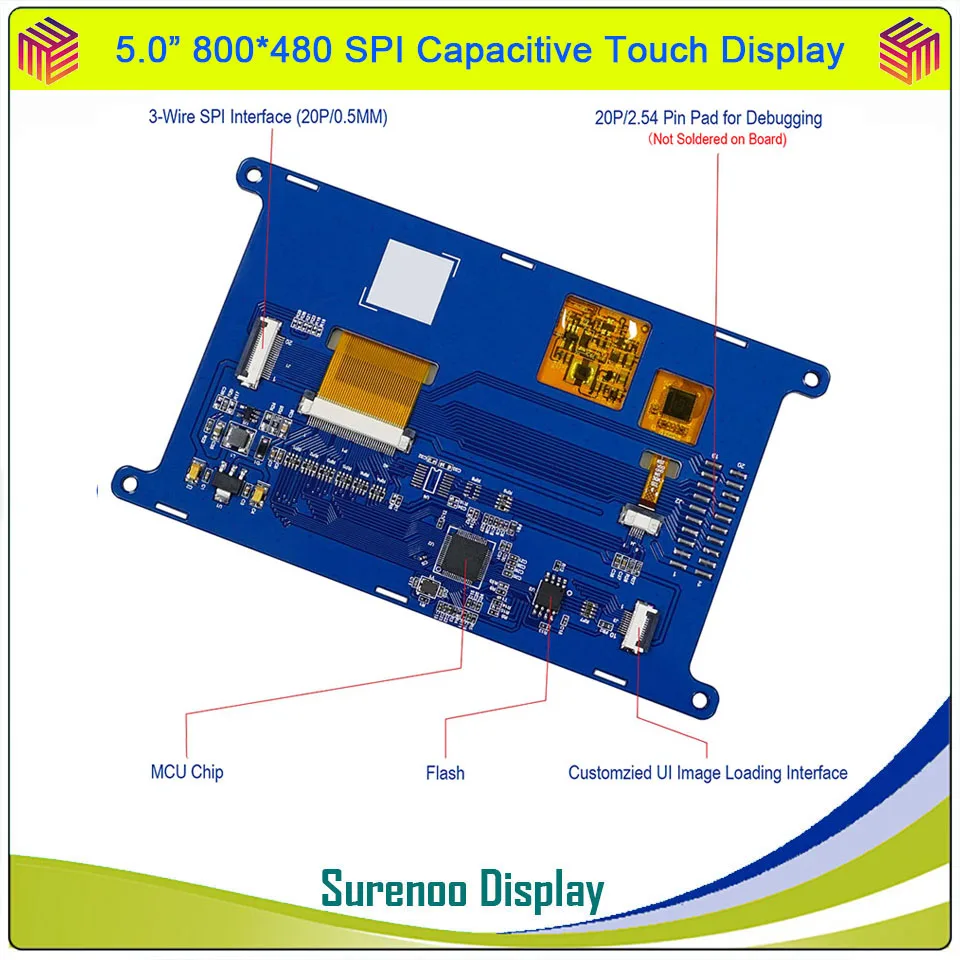 5" 5.0 Inch 800*480 800480 LT7680A Serial 3-Wire SPI TFT LCD Module Display  Screen & GT911 I2C IIC Capacitive Touch Panel - AliExpress Electronic  Components & Supplies