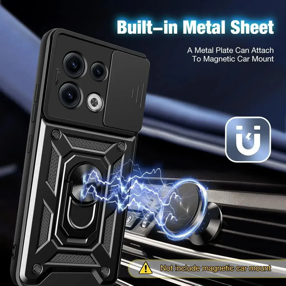 Shockproof Armor Case with Slide Camera Protection and Ring Holder