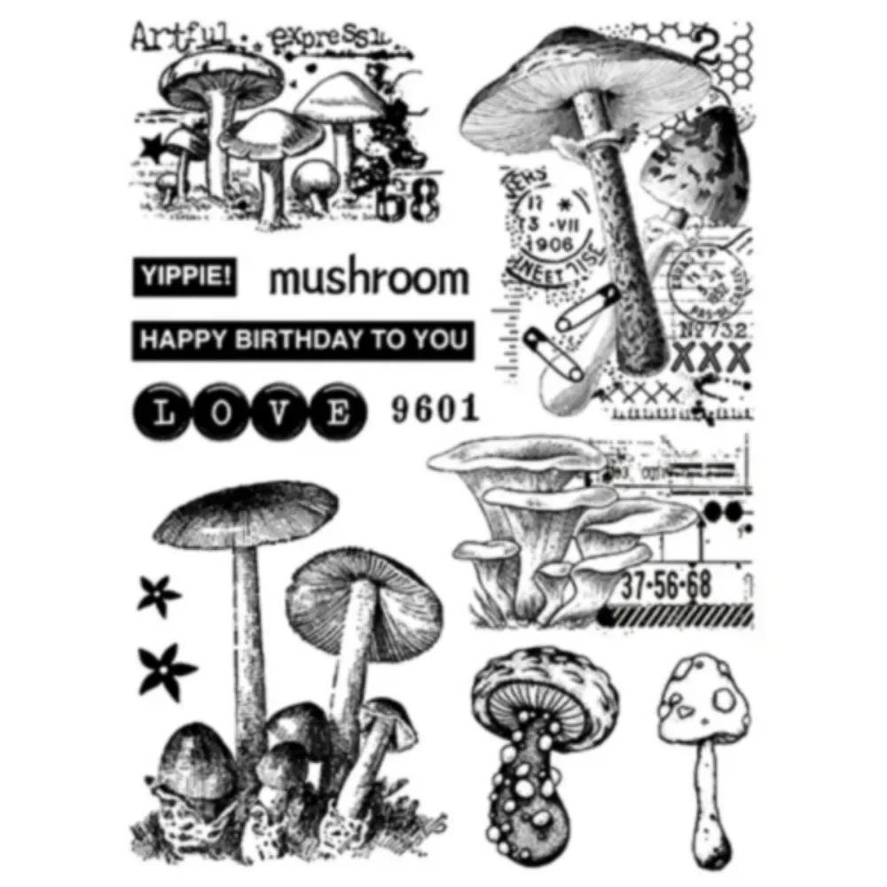 Plant Sunflower Mushroom Clear Seal Silicone Stamps 15*20cm for Album Scrapbooking Label Craft Supplies