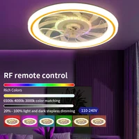 LED Ceiling Fan Light Modern Thin RGB Remote Control Dimming Mobile App Control Indoor Bedroom Living Room Dining Room 110-220V 1