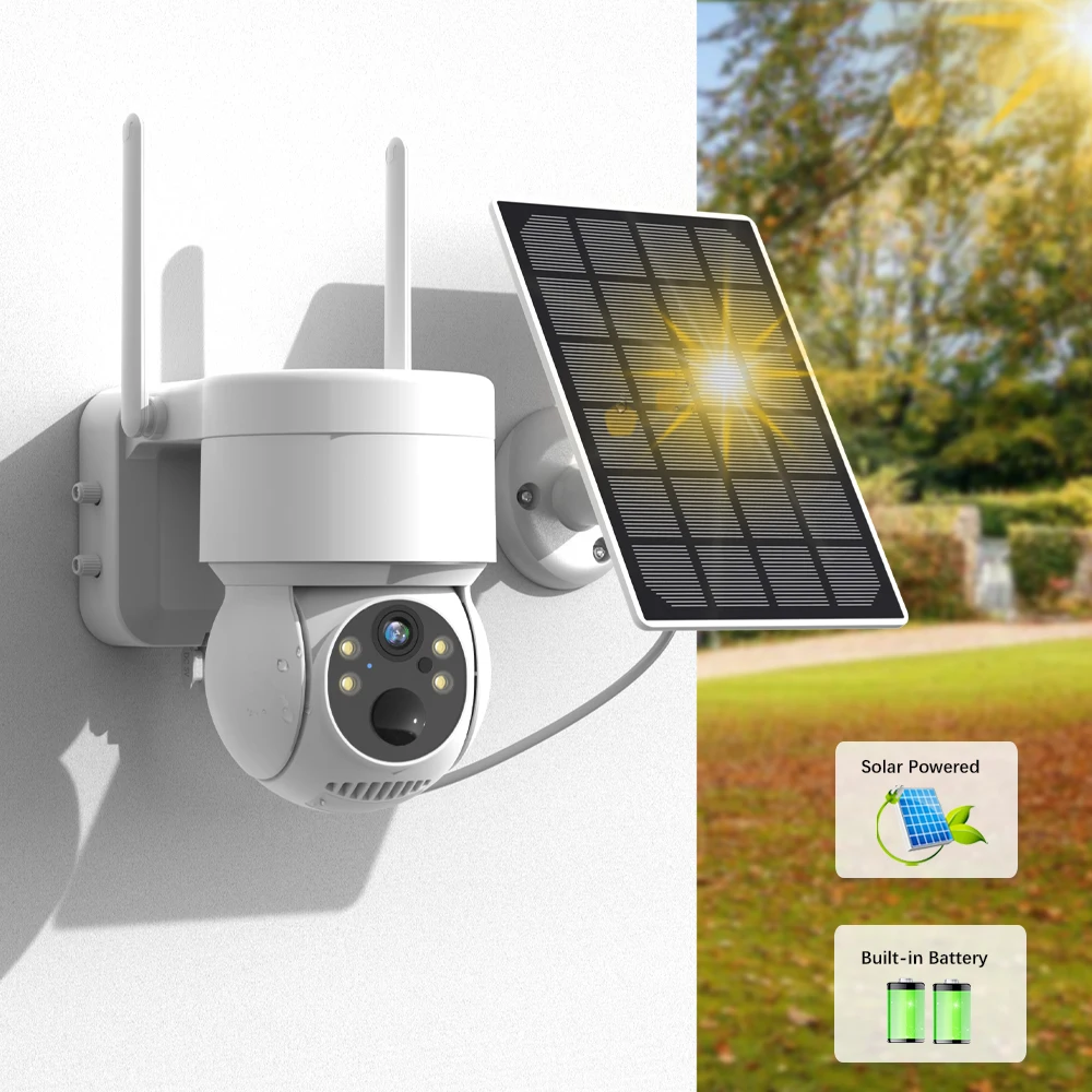 Telecamera Ptz Wifi Telecamera Ip Di Sorveglianza Solare Wireless Da Esterno 4Mp Hd Con Batteria Di Ricarica 7800Ma Telecamere Di Sorveglianza App Ics