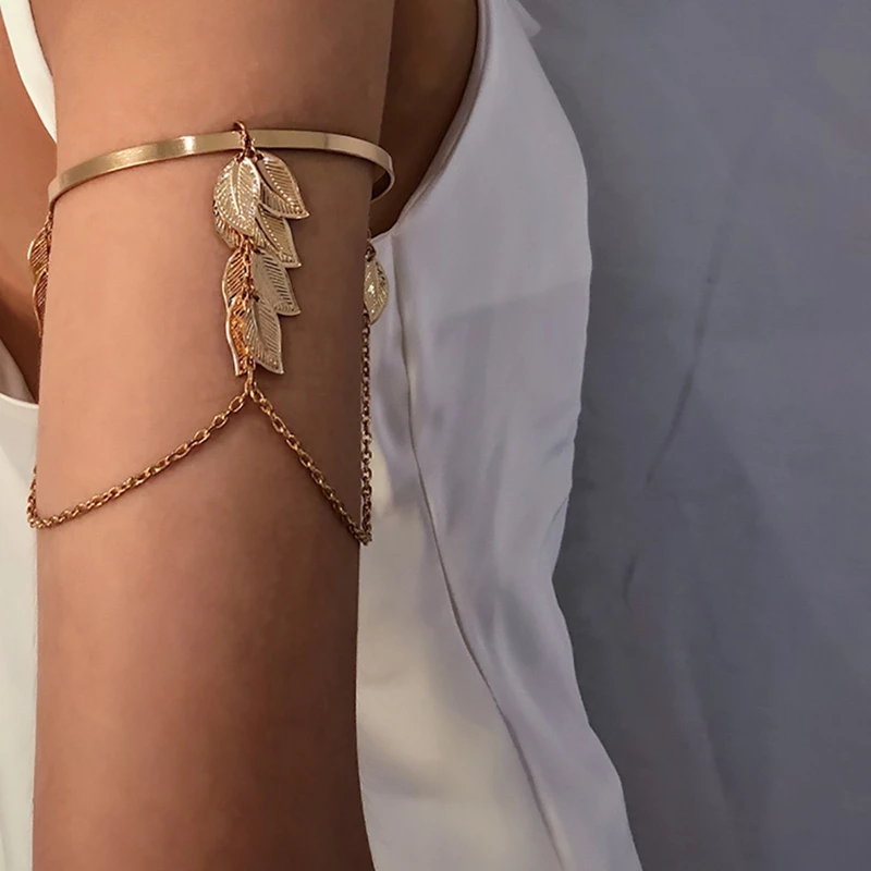 PuRui Gold Color Open Upper Arm Bracelet Women's Jewelry Rectangle Stick  Charm Tassel Arm Bangle Party Summer Accessories New - AliExpress