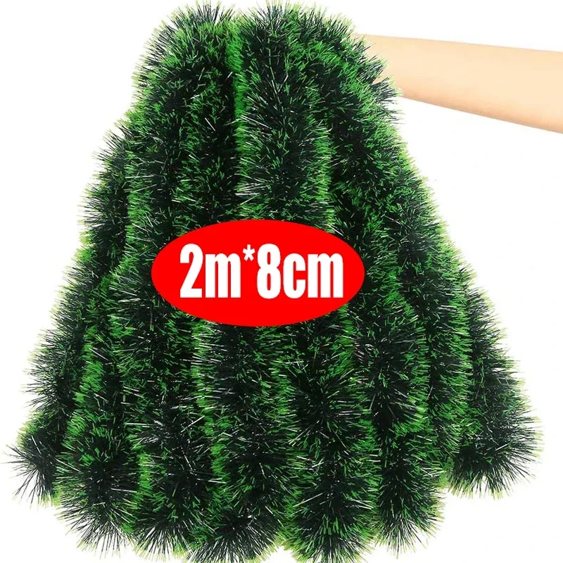 thumbnail image 1 of Guirnalda de cinta navideña de 2/10 m, guirnalda de cinta de caña verde, colgante para árbol de Navidad, suministros de decoración para bodas, fiestas y el hogar, 1 of 5