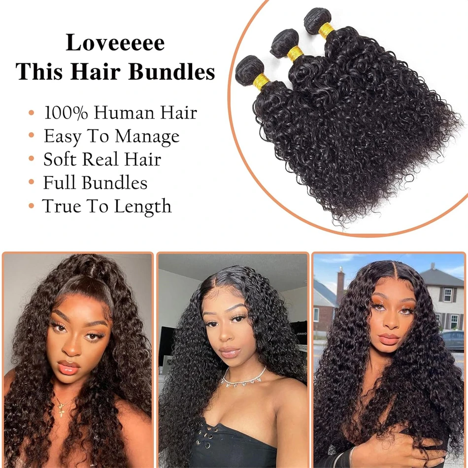 Curly Human Hair Bundles 1/3/4 Pieces Indian Hair Extensions For Women 30Inch Bundles Human