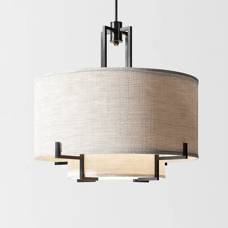 

Люстра в китайском стиле для гостиной, столовой, спальни, чайной комнаты, бара, классическая лампа из ткани