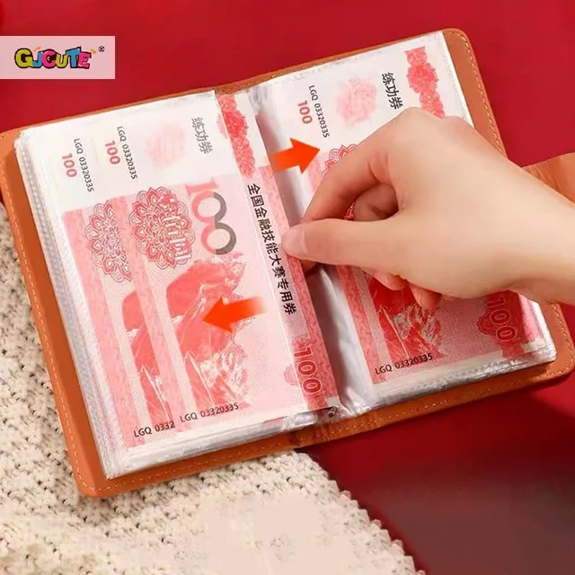 100 Envelopes Money Saving Challeng Binder Reusable Savings Money Challenge Notebook Budget Book PU Sheets With Password Lock 5