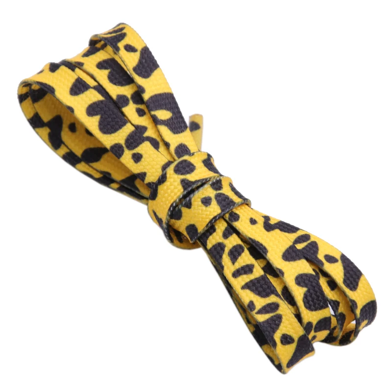Weiou 7mm Polyester Double Hollow Flat Printed Classic Leopard Laces Sublimated Heat Transfer Shoelace Digital Print Shoestrings