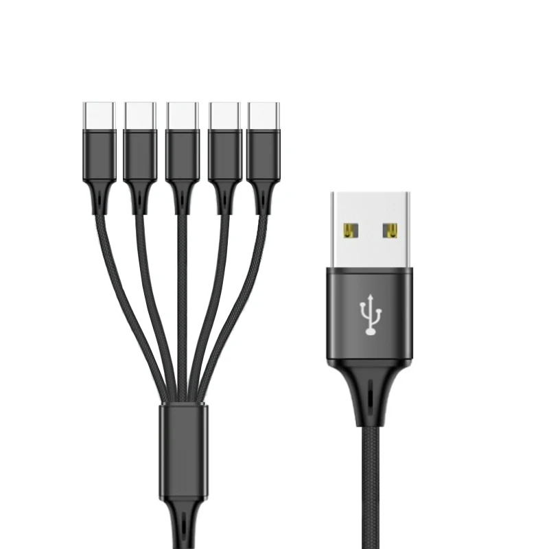 멀티 충전 케이블 USB C 분배기 케이블 3/4/5 in 1 고속 충전 코드, 3/4/5 Type-C Male 포트, 휴대폰 태블릿용