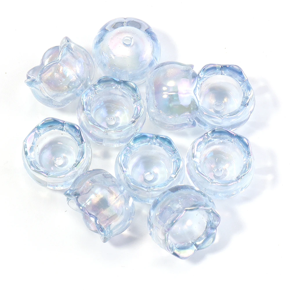 Elegant Lily of the Valley Transparent Acrylic Flower Beads - Set of 10