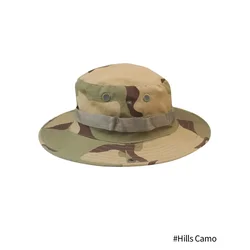 Enhanced Tactical Camouflage Boonie Hat for Men - Outdoor Hunting & Hiking Sun Cap (Hills Camo)