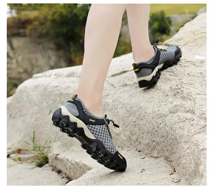 Herren Mesh atmungsaktive Wanderschuhe Sommer rutschfeste weiche Sohle Sportschuhe Outdoor verschleißfeste stoßdämpfende Laufschuhe – Detail 13