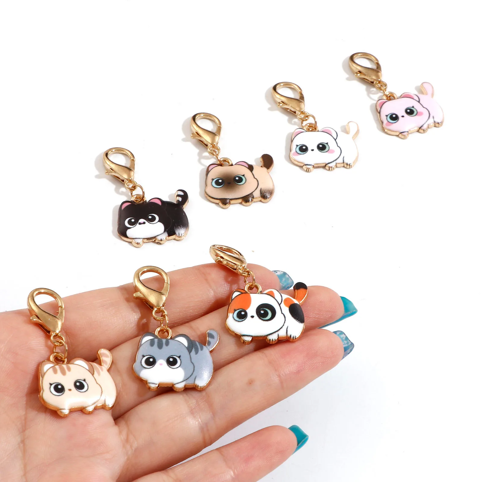 Description Picture 6 of item7PCs/Set New Enamel Cartoon Cat Knitting Stitch Markers Cat Alloy Crochet Latch For Diy Craft Kits Needle Marker Sewing Tools