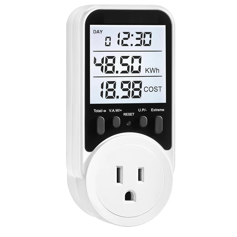 

AT35 Watt Meter, Plug-In Socket Power Meter, Wide Range, Backlit Large Display, Electricity Usage Monitor US Plug