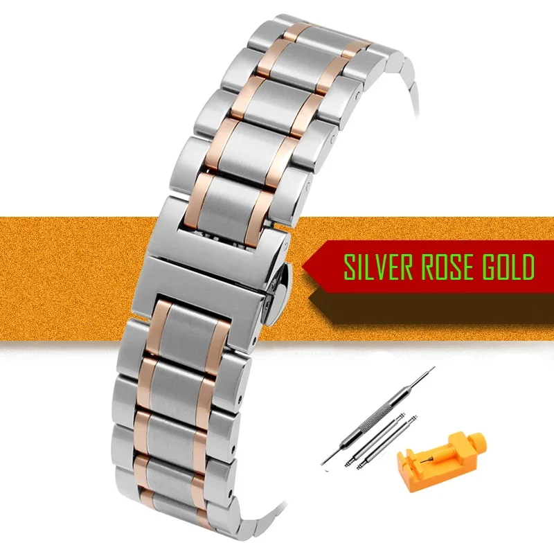 Sleek Stainless Steel Metal Watch Strap - Adjustable Wristband in Various Widths