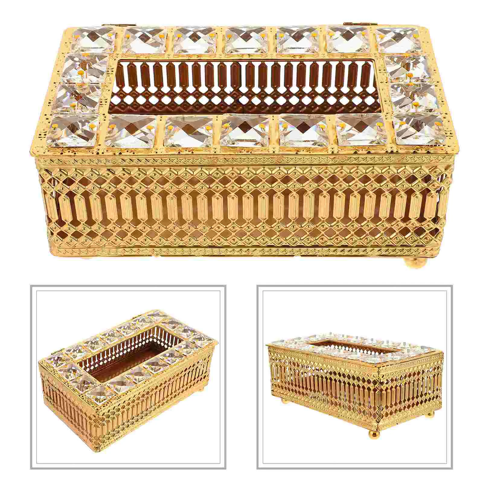 

Crystal Paper Box Towel Dispenser Tissue Holder Napkin Cover Facial Alloy Storage