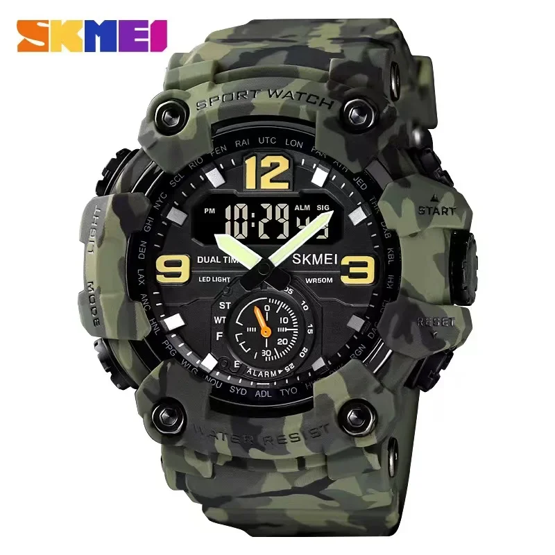 Skmei Dual Movement 3 Time Sport Orologio Da Polso Da Uomo Impermeabile Orologi Elettronici Montre Homme Digital Men Watch1637