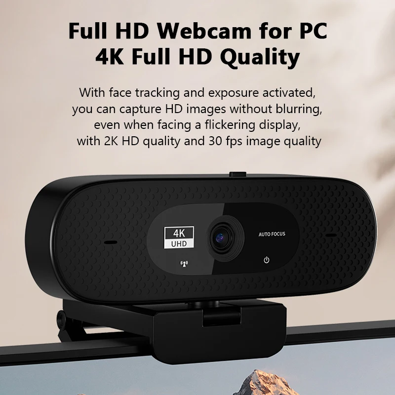 4K Webcam 1080P Mini Camera 2K Full HD Webcam with Microphone 30fps USB Web Cam for Auto Focus PC Laptop Video Shooting Camera