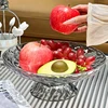 1PC Modern Style Fruit Tray Transparent Ripple Round Drain Fruit Basket Kitchen Counter Table Centerpiece Decorative Home Decor 4