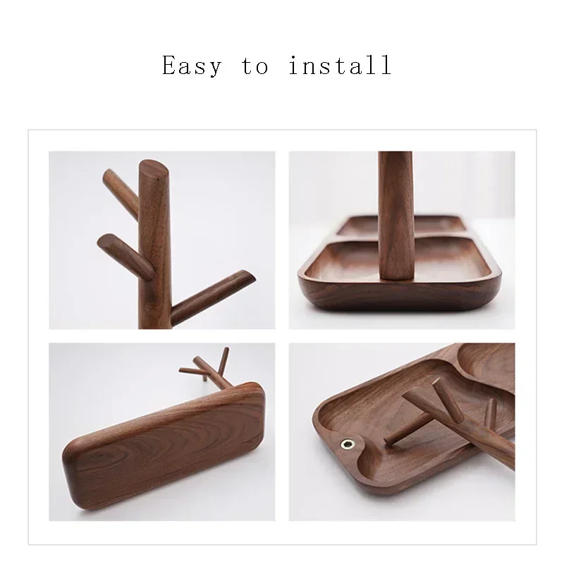 

Watch Tray Storage Stand Holder Amgoth Wood Simple Branch Hook Key Jewelry Organizer With Display Ring Necklace Rack Earring